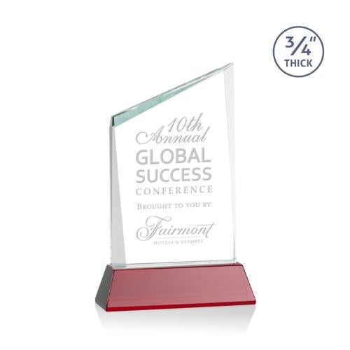 Recognition Awards - Crystal Awards - Scarsdale Award on Newhaven - Red