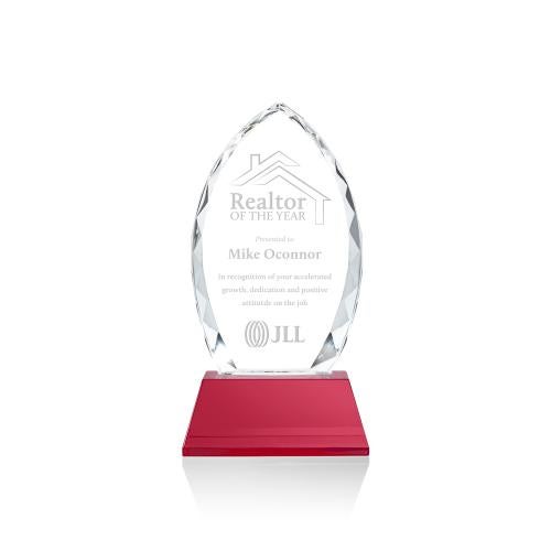 Recognition Awards - Crystal Awards - Wilton Award on Newhaven Base - Red