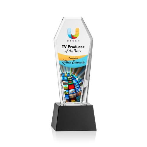 Recognition Awards - Crystal Awards - Romford VividPrint™ Award on Base - Black