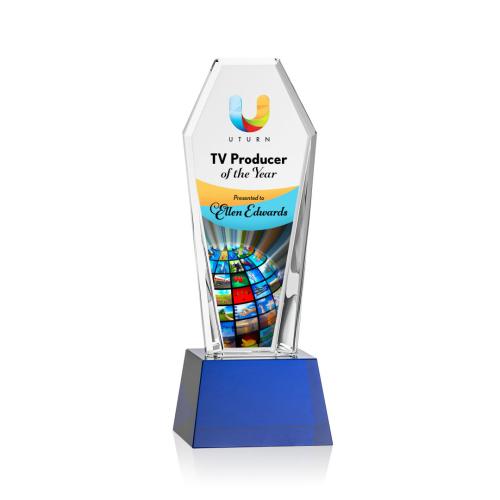 Recognition Awards - Crystal Awards - Romford VividPrint™ Award on Base - Blue