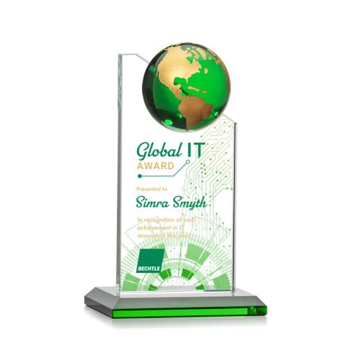 Recognition Awards - Crystal Awards - Arden  VividPrint™ Award - Green/Gold