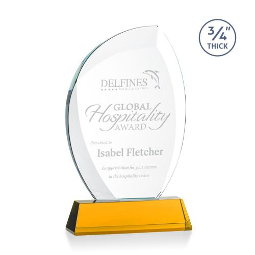 Recognition Awards - Crystal Awards - Wichita Award on Newhaven Base - Amber