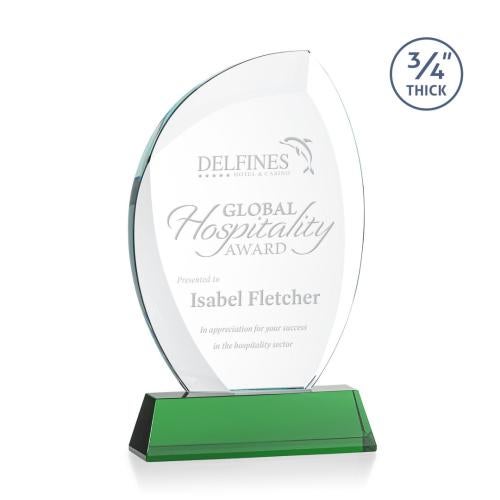 Recognition Awards - Crystal Awards - Wichita Award on Newhaven Base - Green