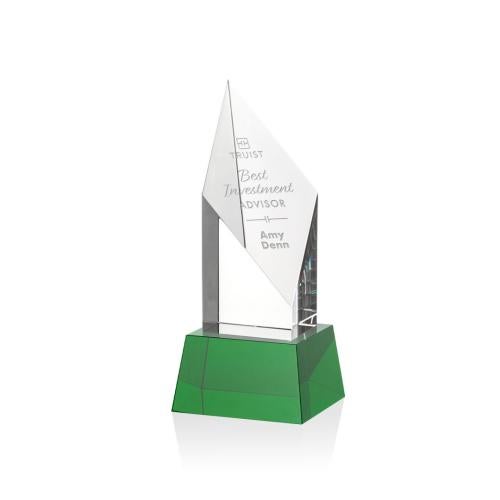 Recognition Awards - Crystal Awards - Vertex Award on Base - Green