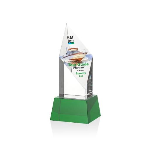 Recognition Awards - Crystal Awards - Vertex VividPrint™ Award on Base - Green