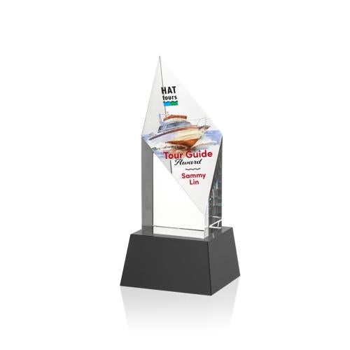 Recognition Awards - Crystal Awards - Vertex VividPrint™ Award on Base - Black