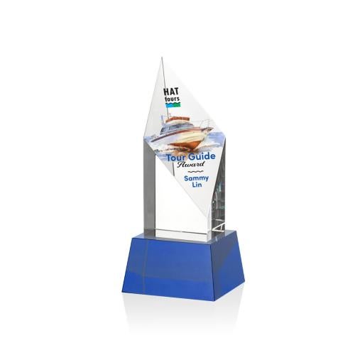 Recognition Awards - Crystal Awards - Vertex VividPrint™ Award on Base - Blue