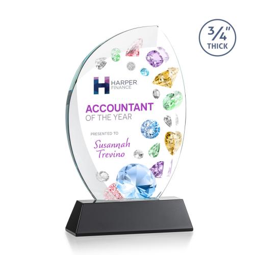 Recognition Awards - Crystal Awards - Wichita VividPrint™ Award on Newhaven Base - Black