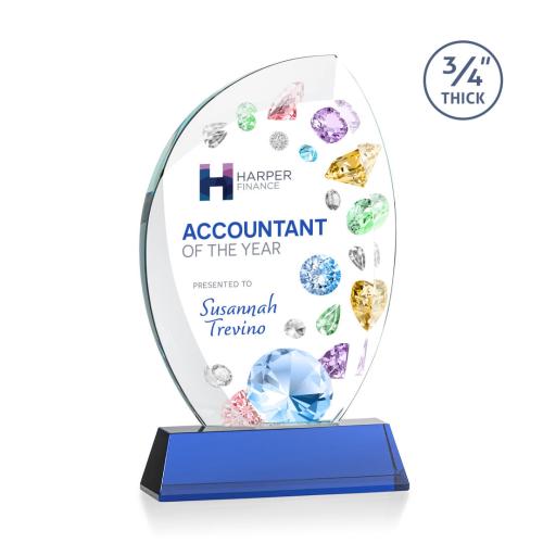 Recognition Awards - Crystal Awards - Wichita VividPrint™ Award on Newhaven Base - Blue