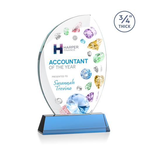 Recognition Awards - Crystal Awards -  Wichita VividPrint™ Award on Newhaven Base - Sky Blue