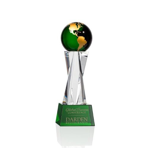 Recognition Awards - Crystal Awards - Havant Globe Award - Green/Gold