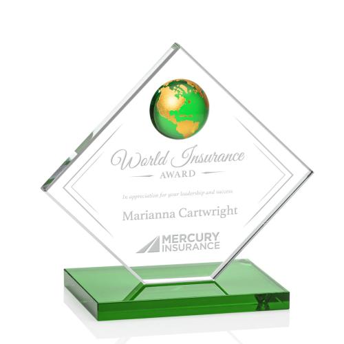 Recognition Awards - Crystal Awards - Ferrand Globe Award - Green/Gold