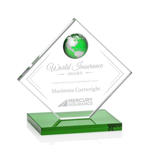 Recognition Awards - Crystal Awards - Ferrand Globe Award - Green/Silver