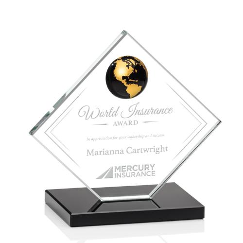 Recognition Awards - Crystal Awards - Ferrand Globe Award - Black/Gold