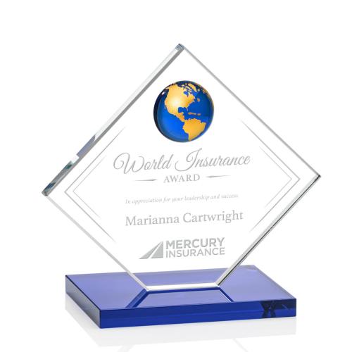 Recognition Awards - Crystal Awards - Ferrand Globe Award - Blue/Gold