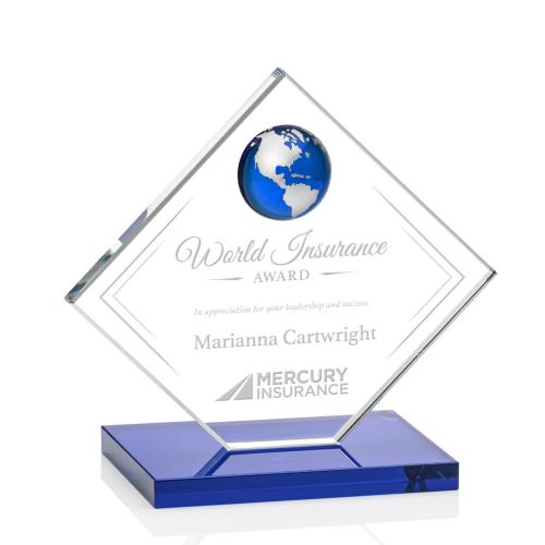 Recognition Awards - Crystal Awards - Ferrand Globe Award - Blue/Silver