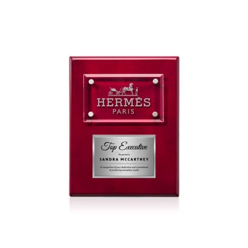 Recognition Awards - Glass Awards - Gossamer Plaque - Rosewood/Silver