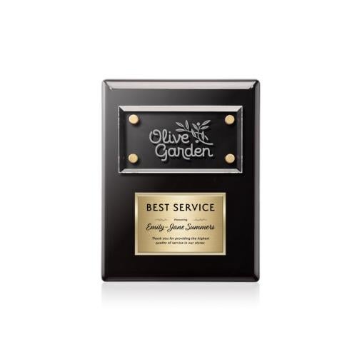 Recognition Awards - Glass Awards - Gossamer Plaque - Black/Gold
