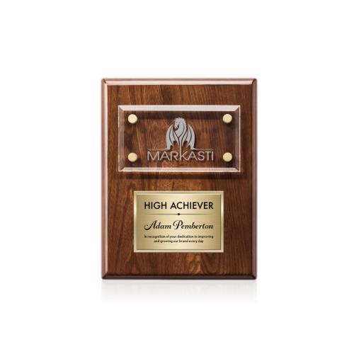 Recognition Awards - Glass Awards - Gossamer Plaque - Walnut/Gold
