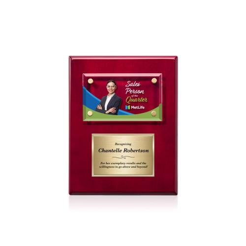 Plaque Awards - Full Color Plaques - Gossamer VividPrint™ Plaque - Rosewood/Gold