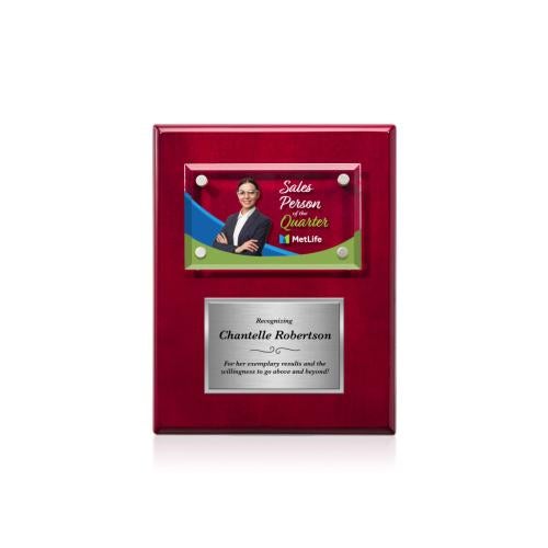 Plaque Awards - Full Color Plaques - Gossamer VividPrint™ Plaque - Rosewood/Silver