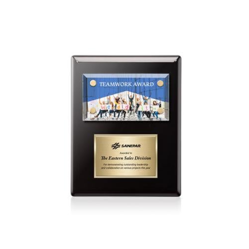 Recognition Awards - Glass Awards - Gossamer VividPrint™ Plaque - Black/Gold