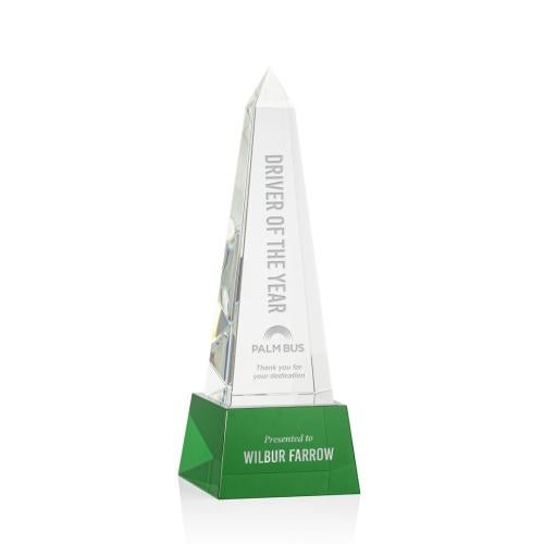 Recognition Awards - Crystal Awards - Master Obelisk on Base - Green