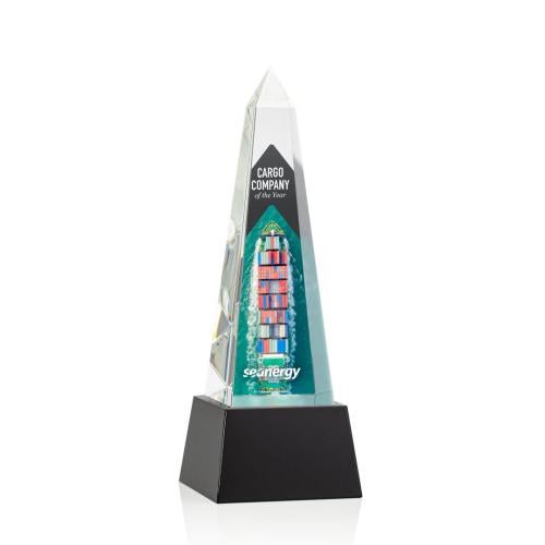 Recognition Awards - Crystal Awards - Master Obelisk VividPrint&trade; Award on Base - Black