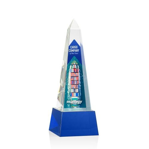 Recognition Awards - Crystal Awards - Master Obelisk VividPrint&trade; Award on Base - Blue
