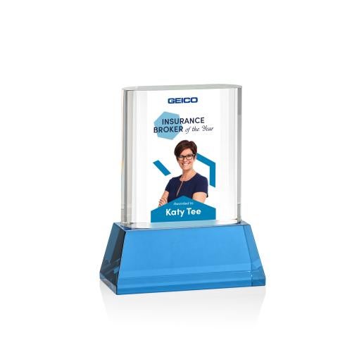 Recognition Awards - Crystal Awards - Merit VividPrint&trade; Award on Base - Sky Blue