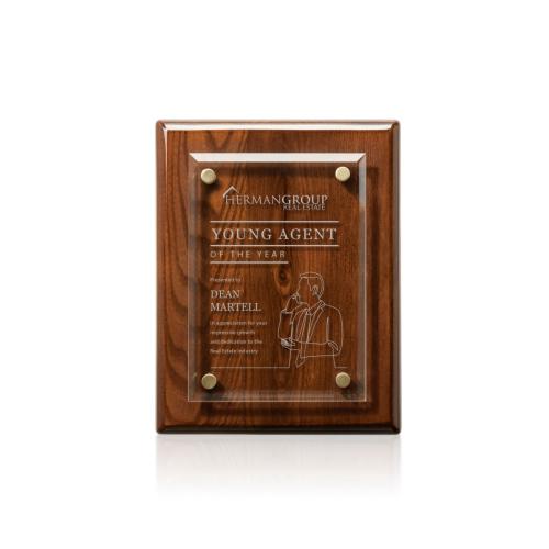 Plaque Awards - Retirement Plaques - Caledon Plaque - Walnut/Gold