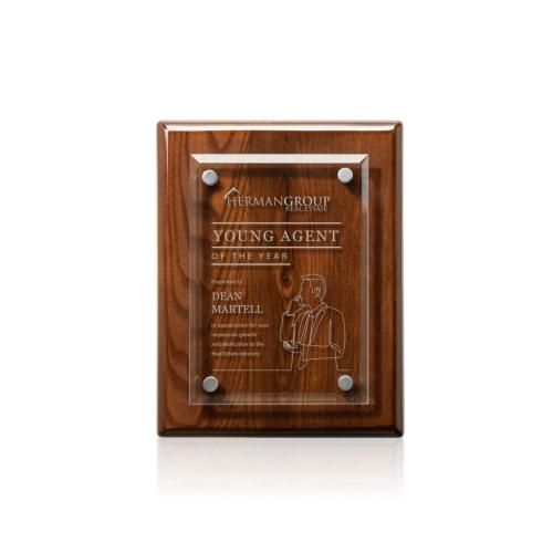 Plaque Awards - Retirement Plaques - Caledon Plaque - Walnut/Silver