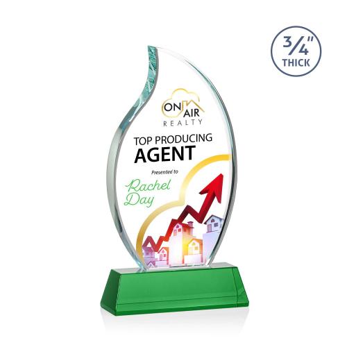 Recognition Awards - Crystal Awards - Croydon VividPrint&trade; Award on Newhaven Base - Green