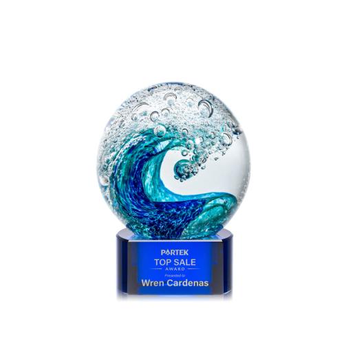 Recognition Awards - Glass Awards - Art Glass Awards - Surfside Award on Paragon - Blue