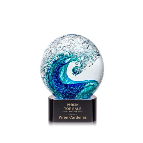 Recognition Awards - Glass Awards - Art Glass Awards - Surfside Award on Paragon - Black