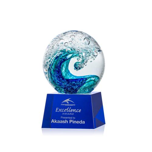Recognition Awards - Glass Awards - Art Glass Awards - Surfside Award on Robson Blue