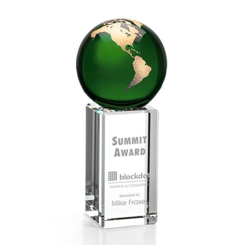 Recognition Awards - Crystal Awards - Luz Globe Award - Green/Gold