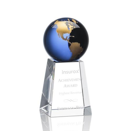 Recognition Awards - Crystal Awards - Heathcote Globe Award - Blue/Gold