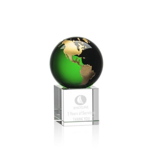 Recognition Awards - Shop by Shape - Globe Awards - Haywood Globe Award - Green/Gold