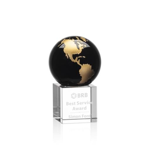 Recognition Awards - Shop by Shape - Globe Awards - Haywood Globe Award - Black/Gold