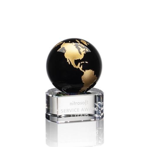 Recognition Awards - Shop by Shape - Globe Awards - Dundee Globe Award - Black/Gold