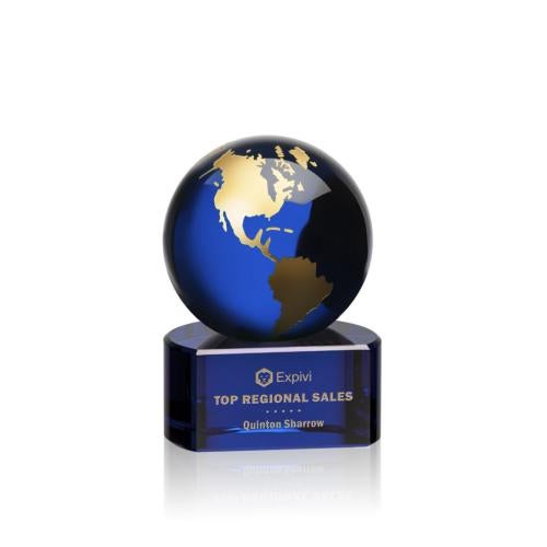 Recognition Awards - Crystal Awards - Marcana Globe Award - Blue/Gold