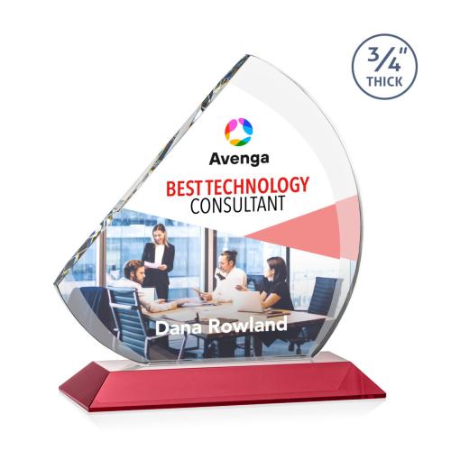 Recognition Awards - Crystal Awards - Nantucket VividPrint™ Award - Red