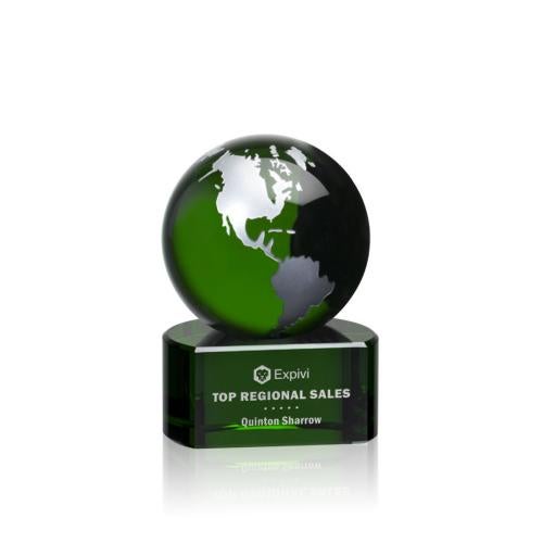 Recognition Awards - Crystal Awards - Marcana Globe Award - Green/Silver