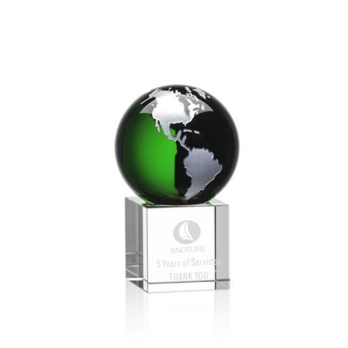 Recognition Awards - Crystal Awards - Haywood Globe Award - Green/Silver