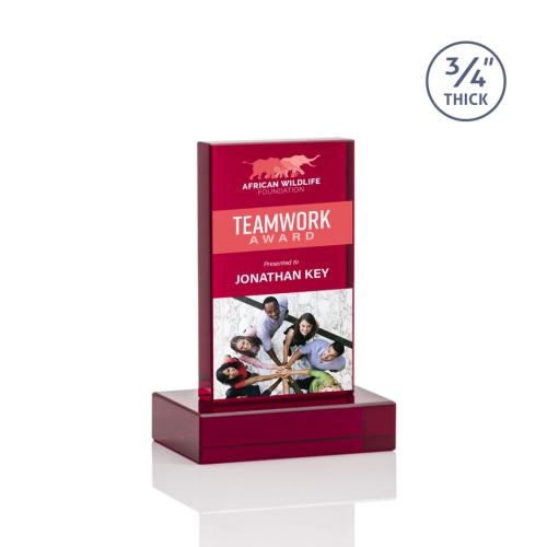 Recognition Awards - Crystal Awards - Hathaway VividPrint™ Award - Red