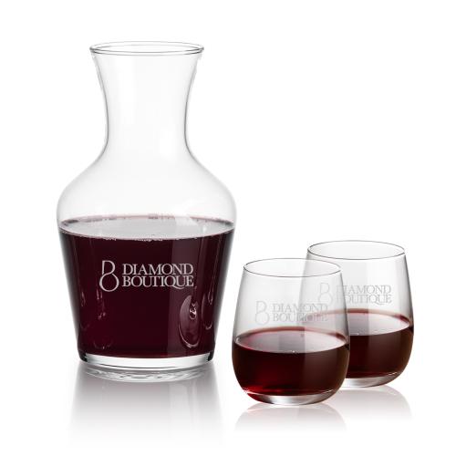 Corporate Gifts - Barware - Carafes - Summit Carafe & Crestview Stemless Wine Set