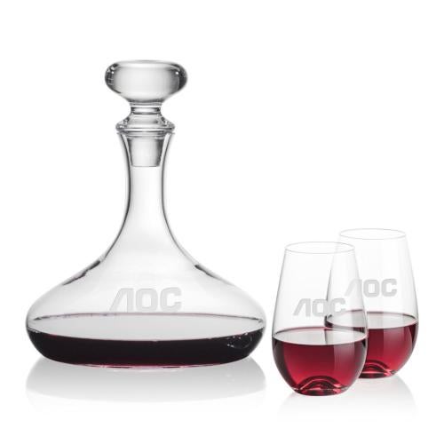 Corporate Gifts - Barware - Carafes - Stratford Decanter & Boston Stemless Wine
