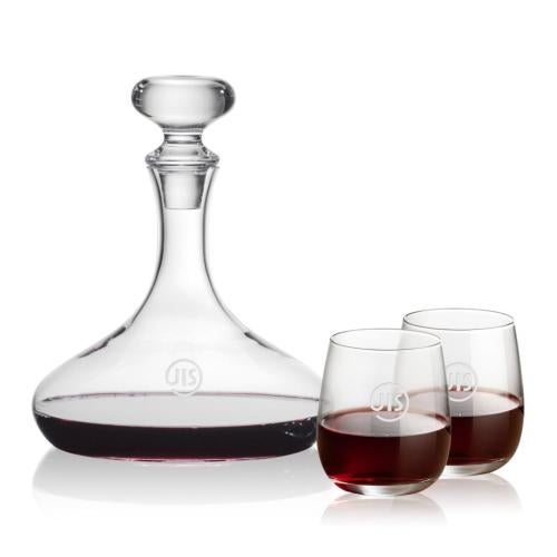 Corporate Gifts - Barware - Carafes - Stratford Decanter & Crestview Stemless Wine