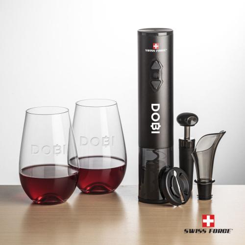 Corporate Gifts - Barware - Glasses Sets - Swiss Force® Opener Set & Boston Stemless Wine